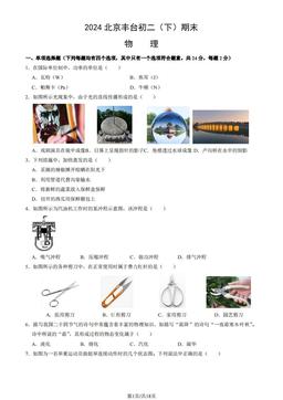 2024北京丰台初二（下）期末物理（教师版）-答案