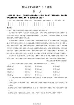 2024北京通州初三（上）期中语文（教师版）-答案