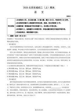 2025北京东城初二（上）期末语文（教师版）-答案