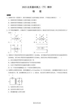 2023北京通州高二（下）期中物理（教师版）-答案