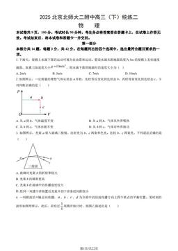 2025北京北师大二附中高三（下）统练二物理 (教师版)-答案