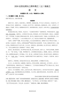 2024北京北师大二附中高三（上）统练三语文（教师版）-答案