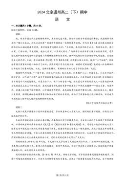 2024北京通州高二（下）期中语文（教师版）-答案