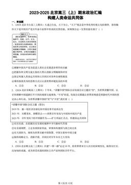 2023-2025北京高三（上）期末政治汇编：构建人类命运共同体-答案