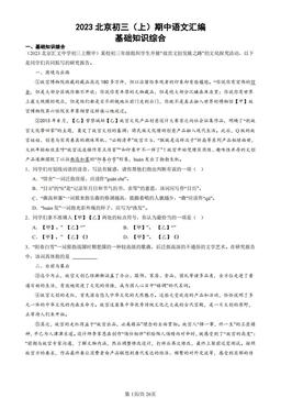 2023北京初三（上）期中语文汇编：基础知识综合-答案