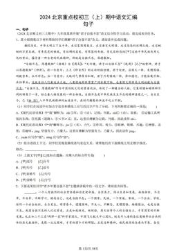 2024北京重点校初三（上）期中语文汇编：句子-答案