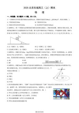 2025北京东城高三（上）期末物理（教师版）-答案
