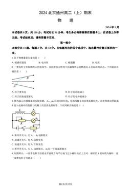2024北京通州高二（上）期末物理（教师版）-答案