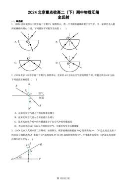 2024北京重点校高二（下）期中物理汇编：全反射-答案