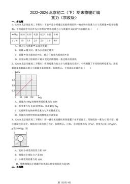 2022-2024北京初二（下）期末物理汇编：重力（京改版）-答案