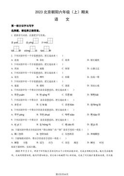 2023北京朝阳六年级（上）期末语文（教师版）-答案